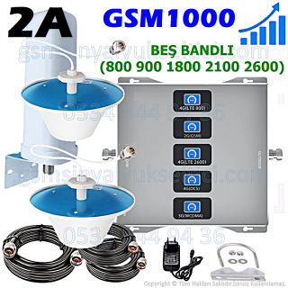 GSM Sinyal Yükseltici Beş Bandlı - 2 İç Antenli