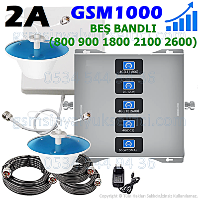 GSM Sinyal Yükseltici Beş Bandlı - 2 İç Antenli